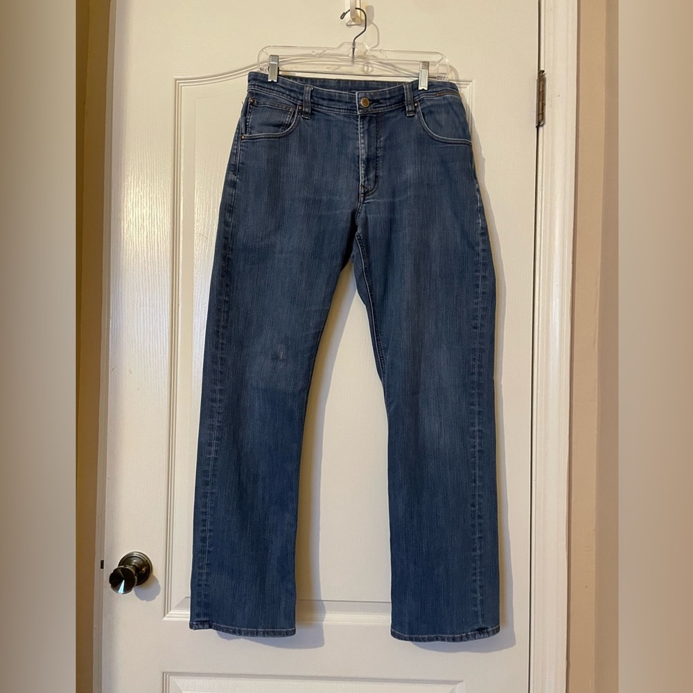 Marmot Jeans Mens 32x30 Blue Straight Leg Dark Wash Stretch Denim Pants Outdoor